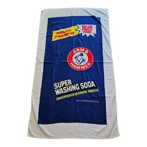 Vintage Arm & Hammer Beach Towel Advertising Super Washing Soda 34.5x60" RARE